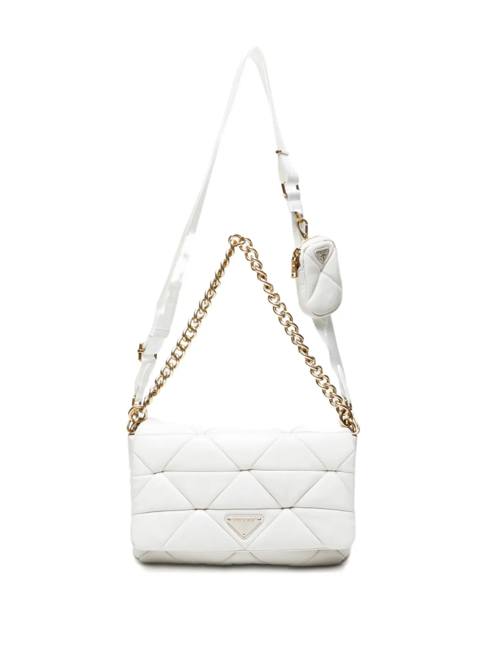 Pre-owned Prada 2010-2020s Quilted Leather Shoulderbag In White