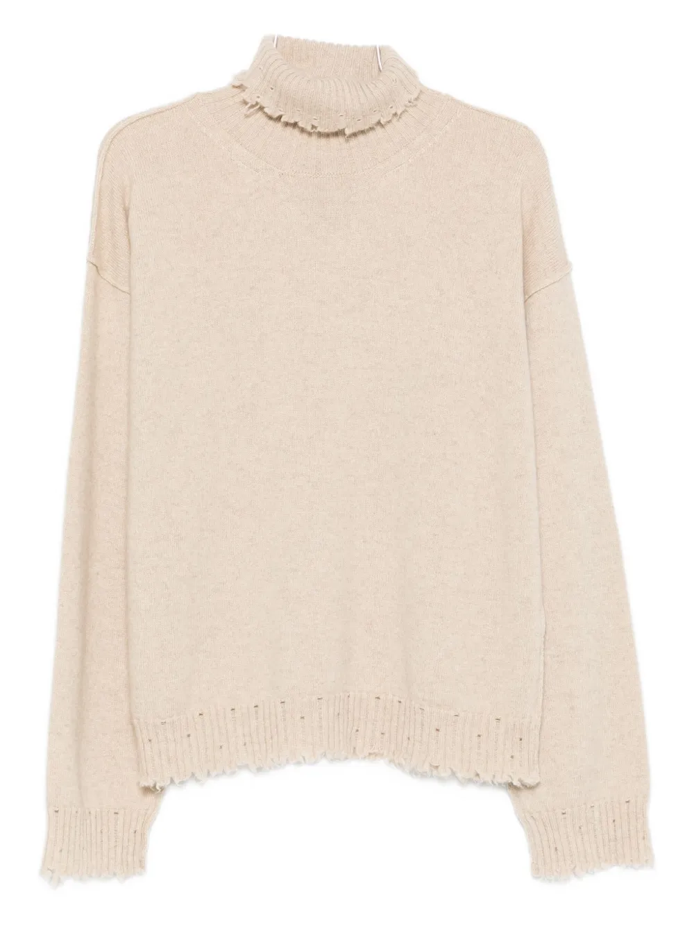 Uma Wang High-neck Frayed-hem Sweater In Neutral