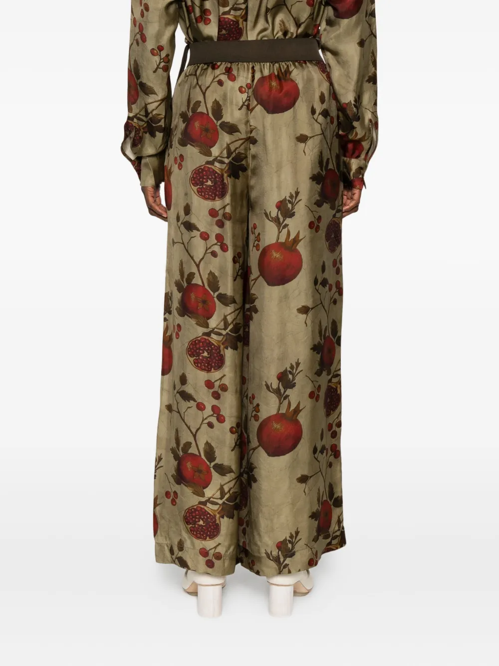 Uma Wang pomegranate-print elastic-waist trousers Groen