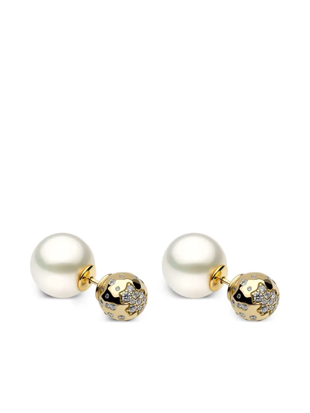 18K yellow gold south sea pearl and diamond earrings
