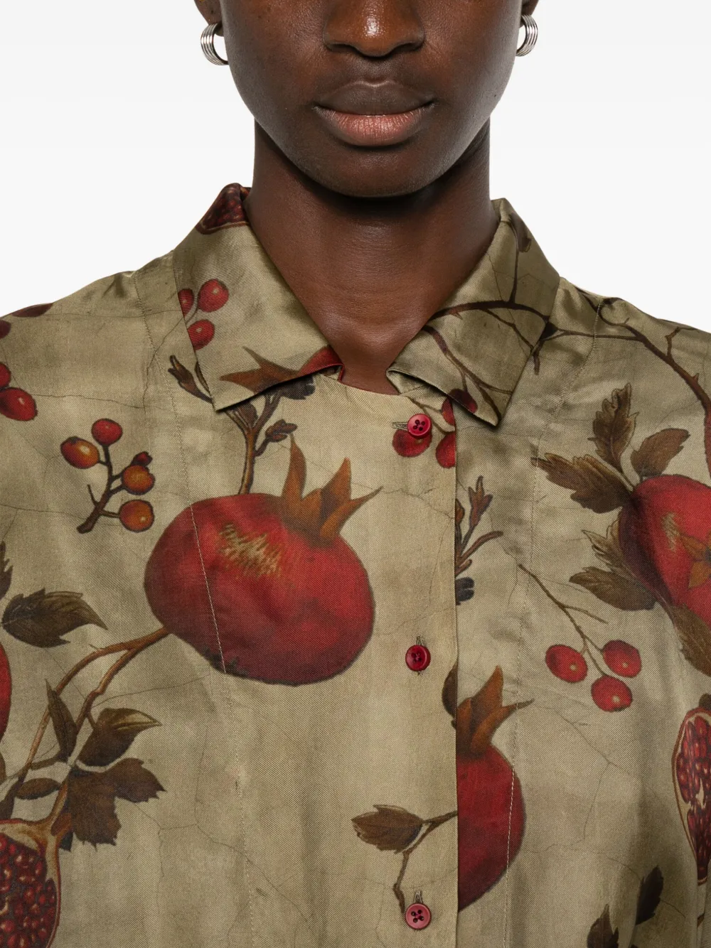 Uma Wang pomegranate-print shirt Groen