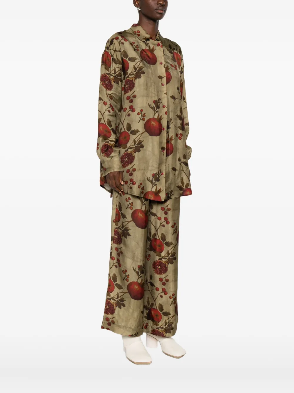 Uma Wang pomegranate-print shirt Groen