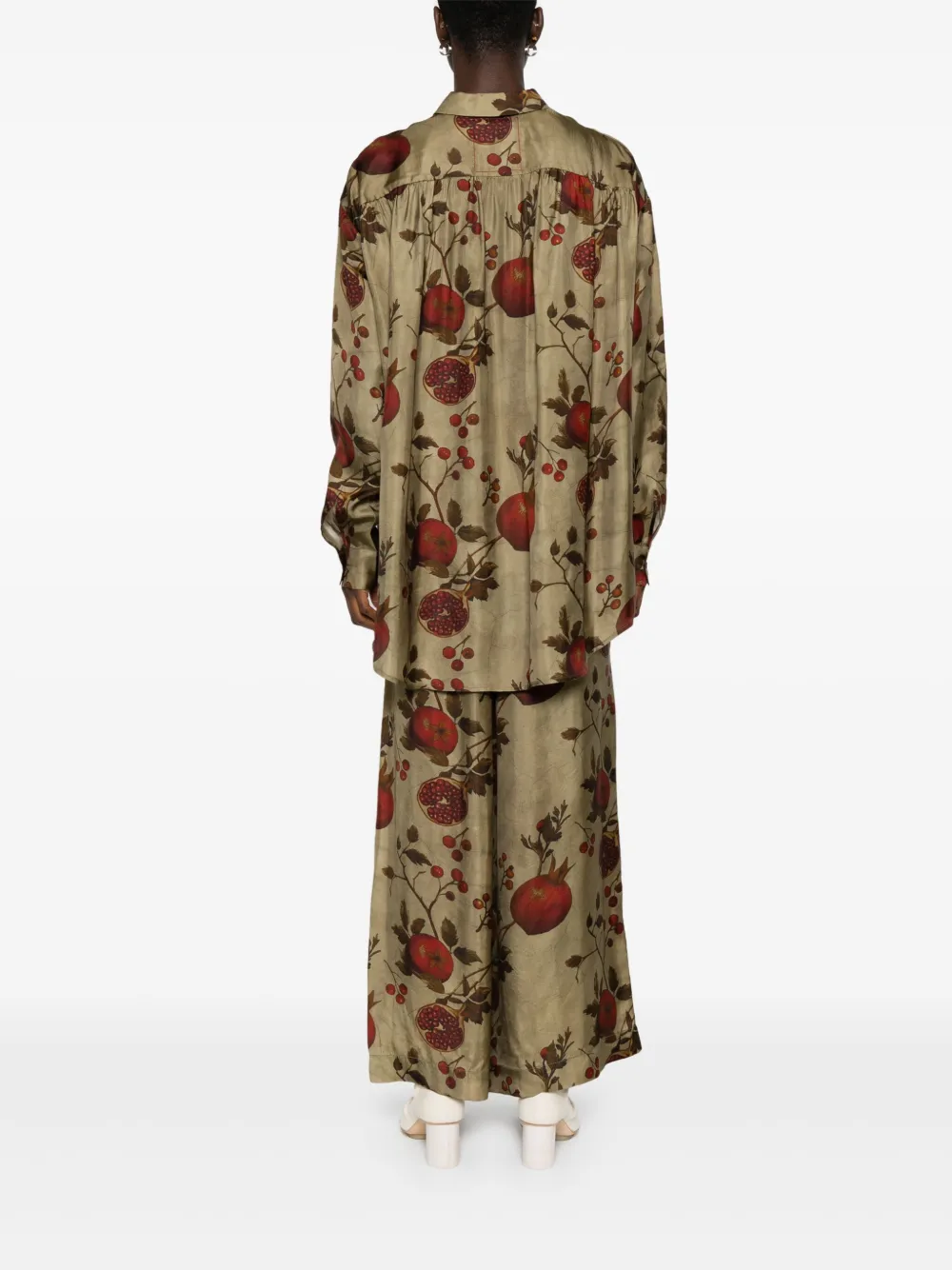 Uma Wang pomegranate-print shirt Groen