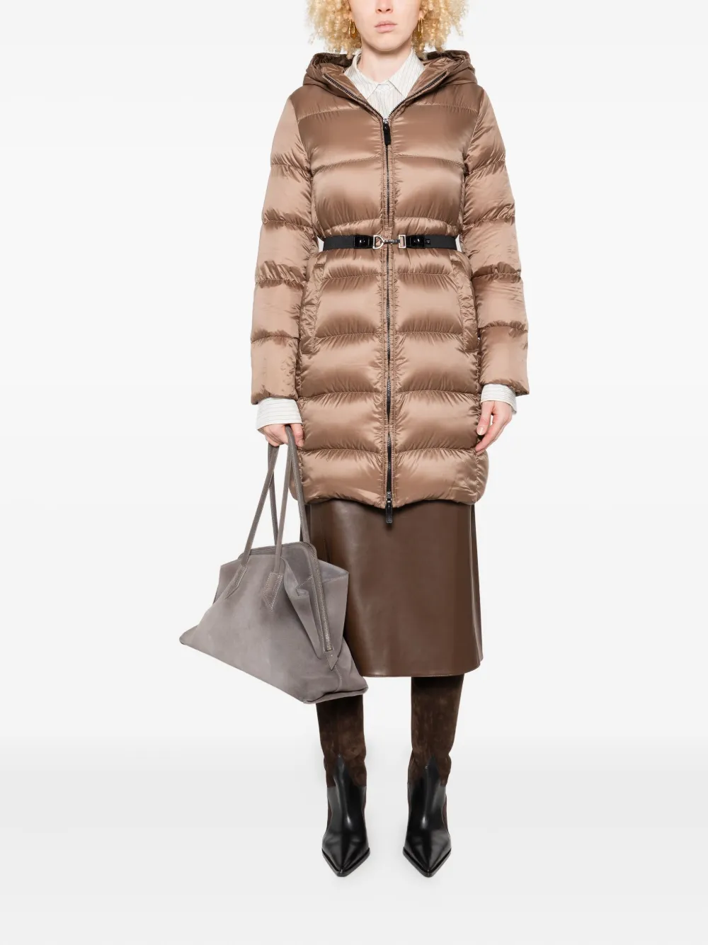 Max Mara hooded belted puffer jacket Bruin