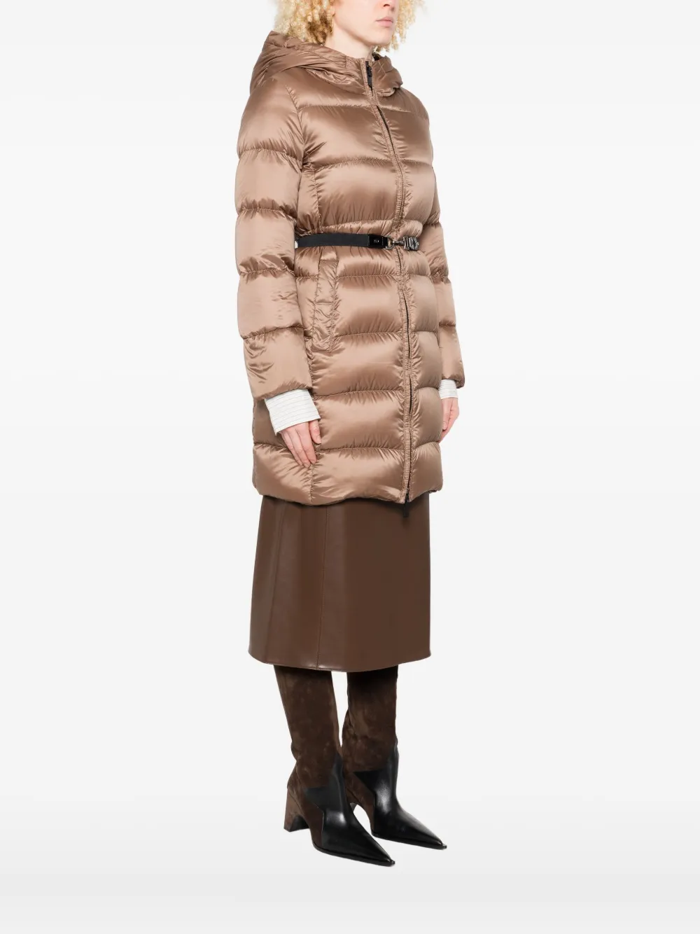 Max Mara hooded belted puffer jacket Bruin