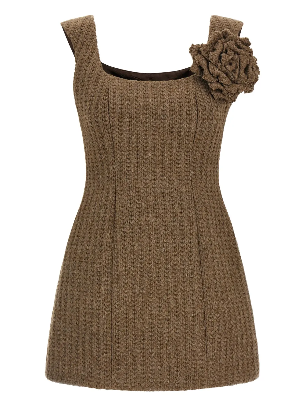 cable-knit flower-detail mini dress