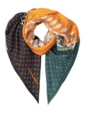 Ferragamo paisley-leopard print silk scarf - Green