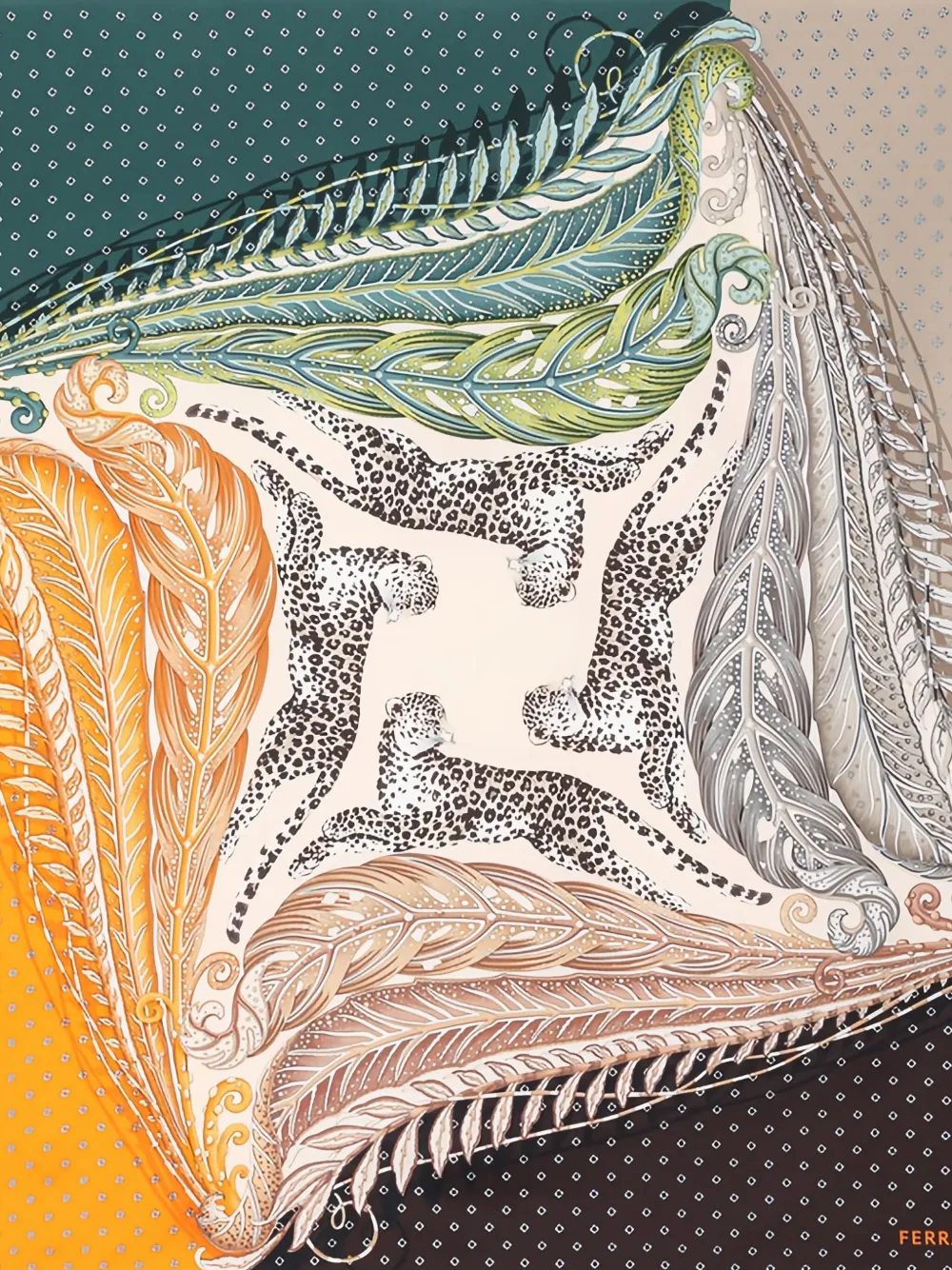 Ferragamo Zijden sjaal met luipaardprint Groen