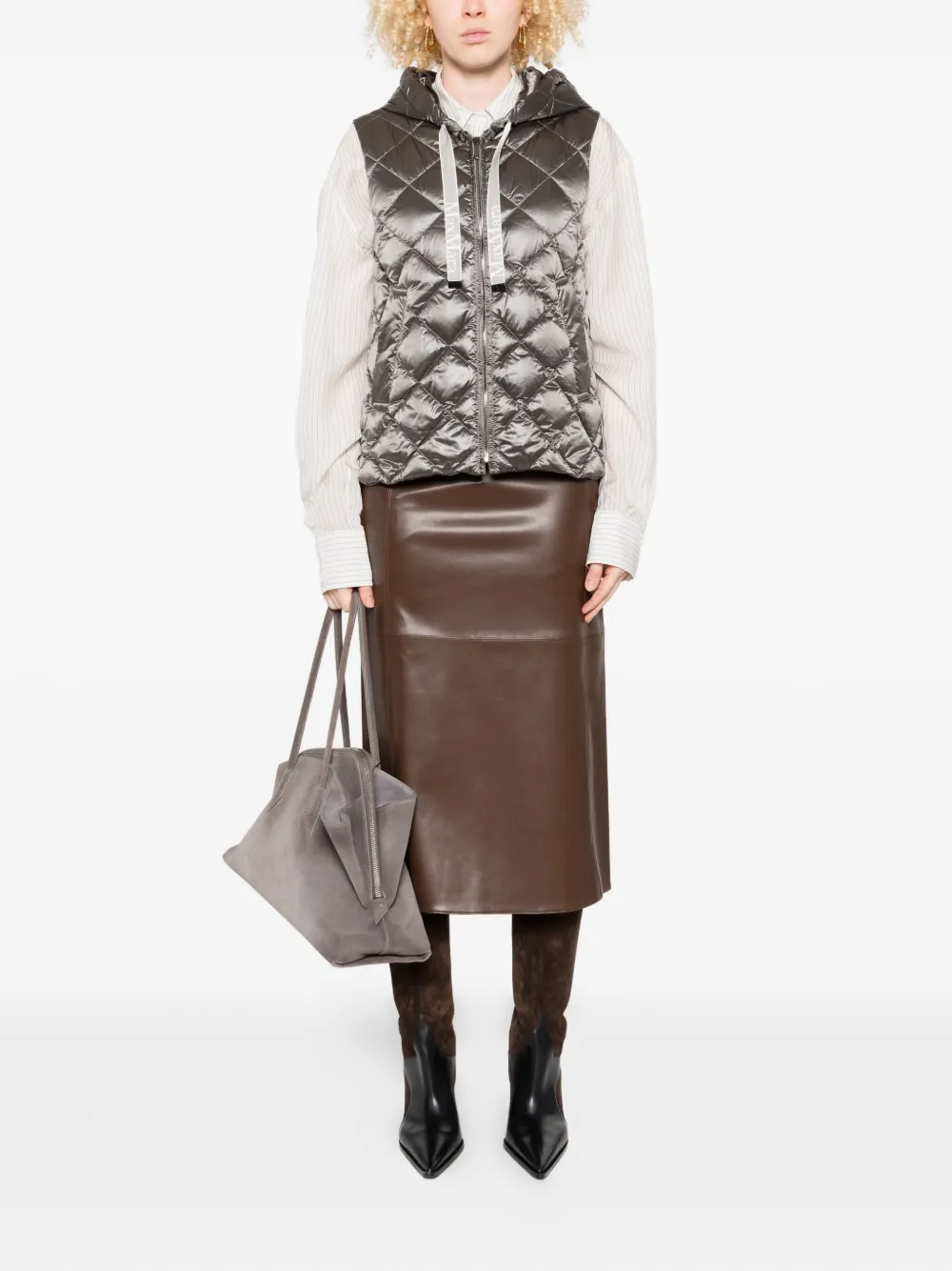 Max Mara quilted hooded gilet Grijs