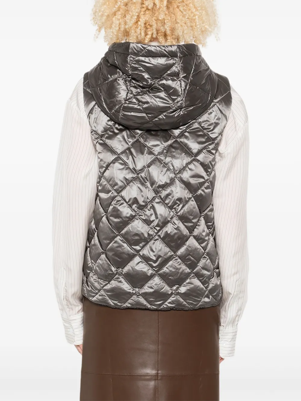 Max Mara quilted hooded gilet Grijs