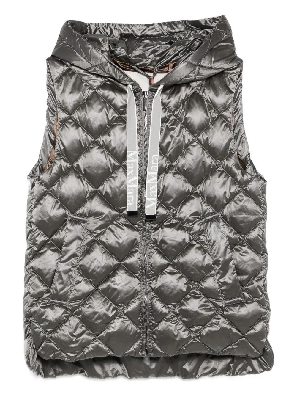Max Mara quilted hooded gilet Grijs