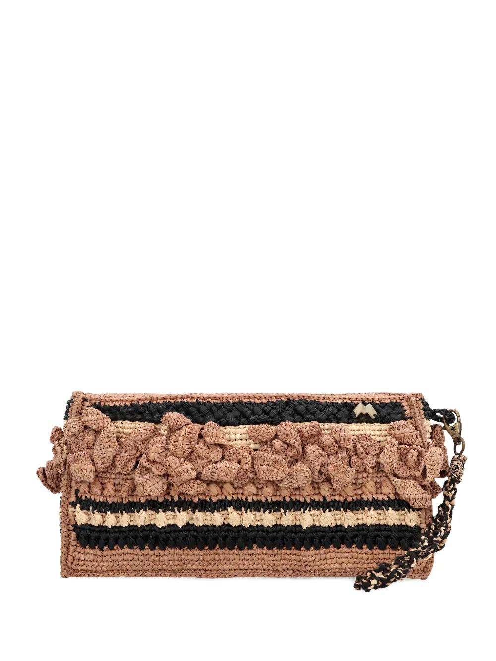 Tanala raffia-crochet striped clutch