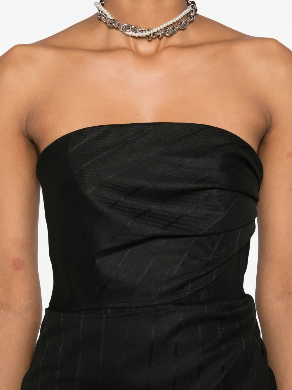 The Andamane Draped Strapless Mini Dress In Black