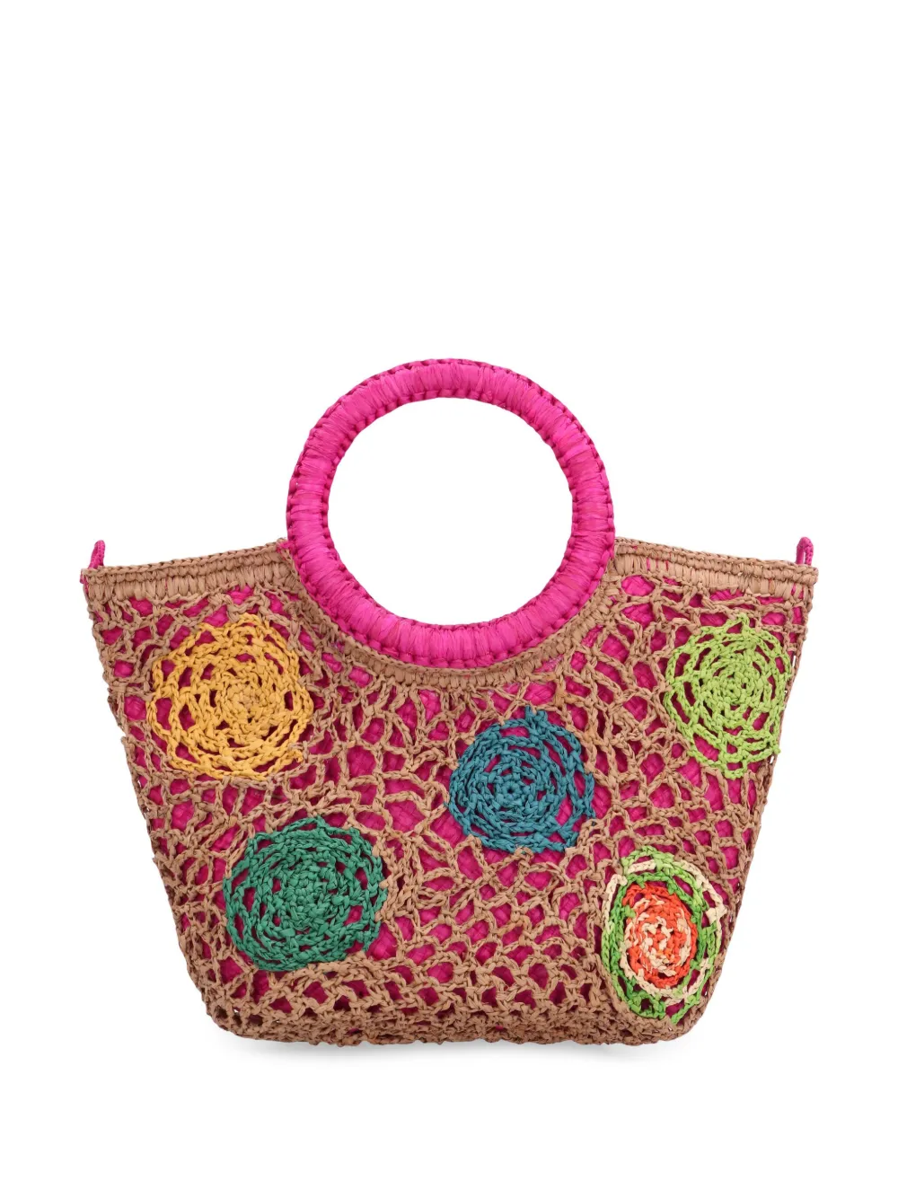 MADE FOR A WOMAN Daddy Fleurs raffia tote bag - Beige