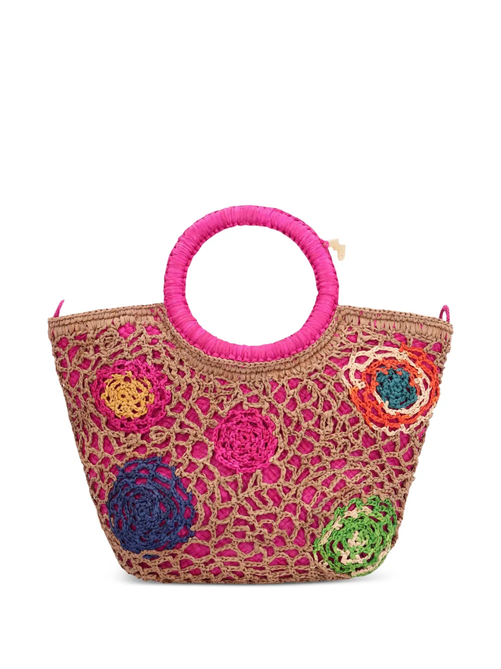 Daddy Fleurs raffia tote bag