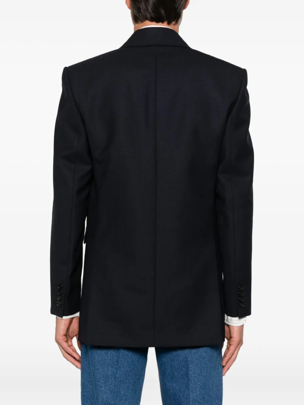 Saint Laurent Double-breasted Wool Blazer In Black