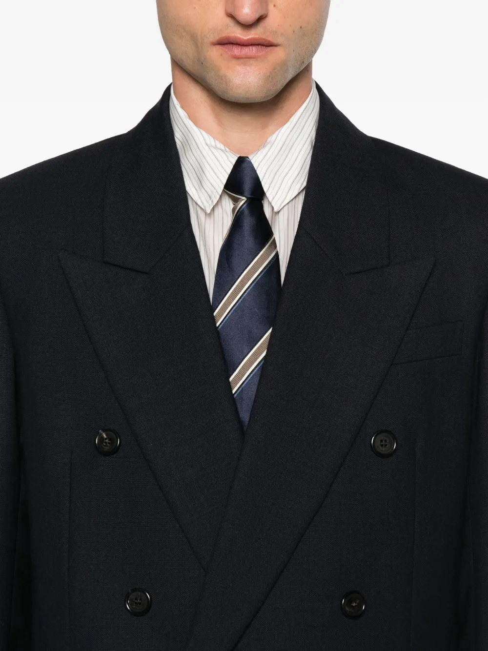 Saint Laurent Double-breasted Wool Blazer In Black