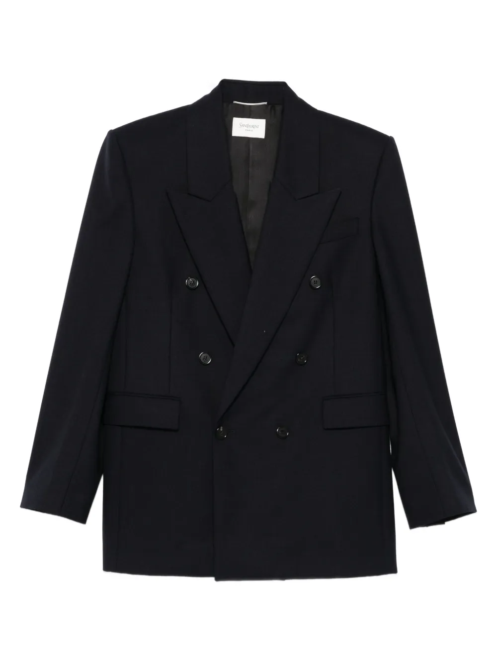 Saint Laurent Double-breasted Wool Blazer In Black
