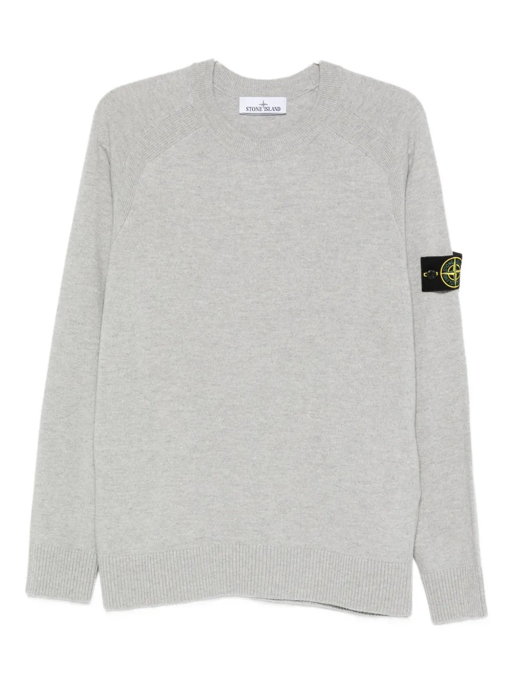 Stone Island Lightweight Wool Crew Neck Sweater With Raglan Sleeves Clothing In Gray