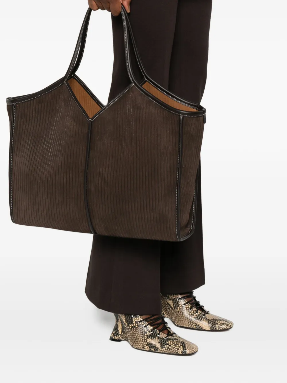 Hereu Calella corduroy tote bag - Bruin