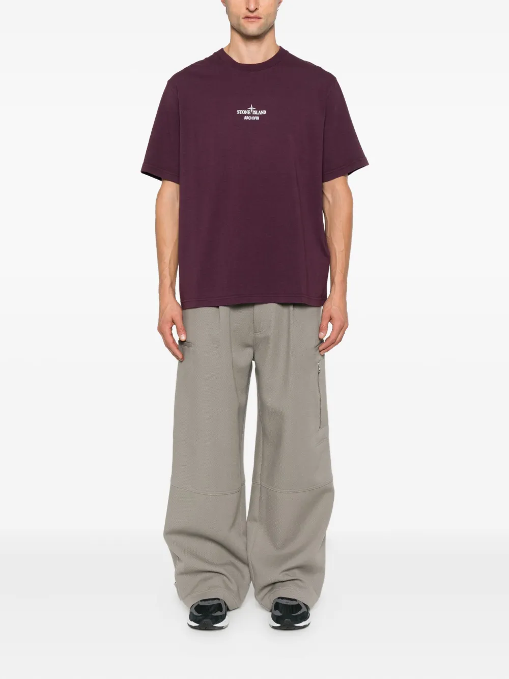 Stone Island logo cotton t-shirt Paars