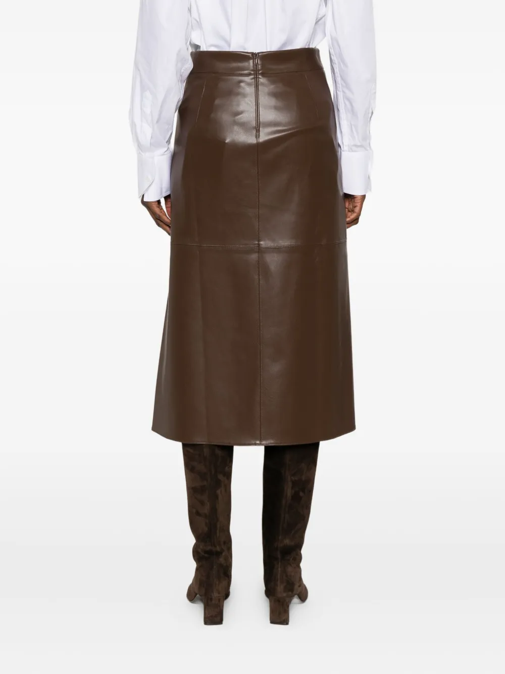'S Max Mara faux-leather panelled midi skirt Bruin
