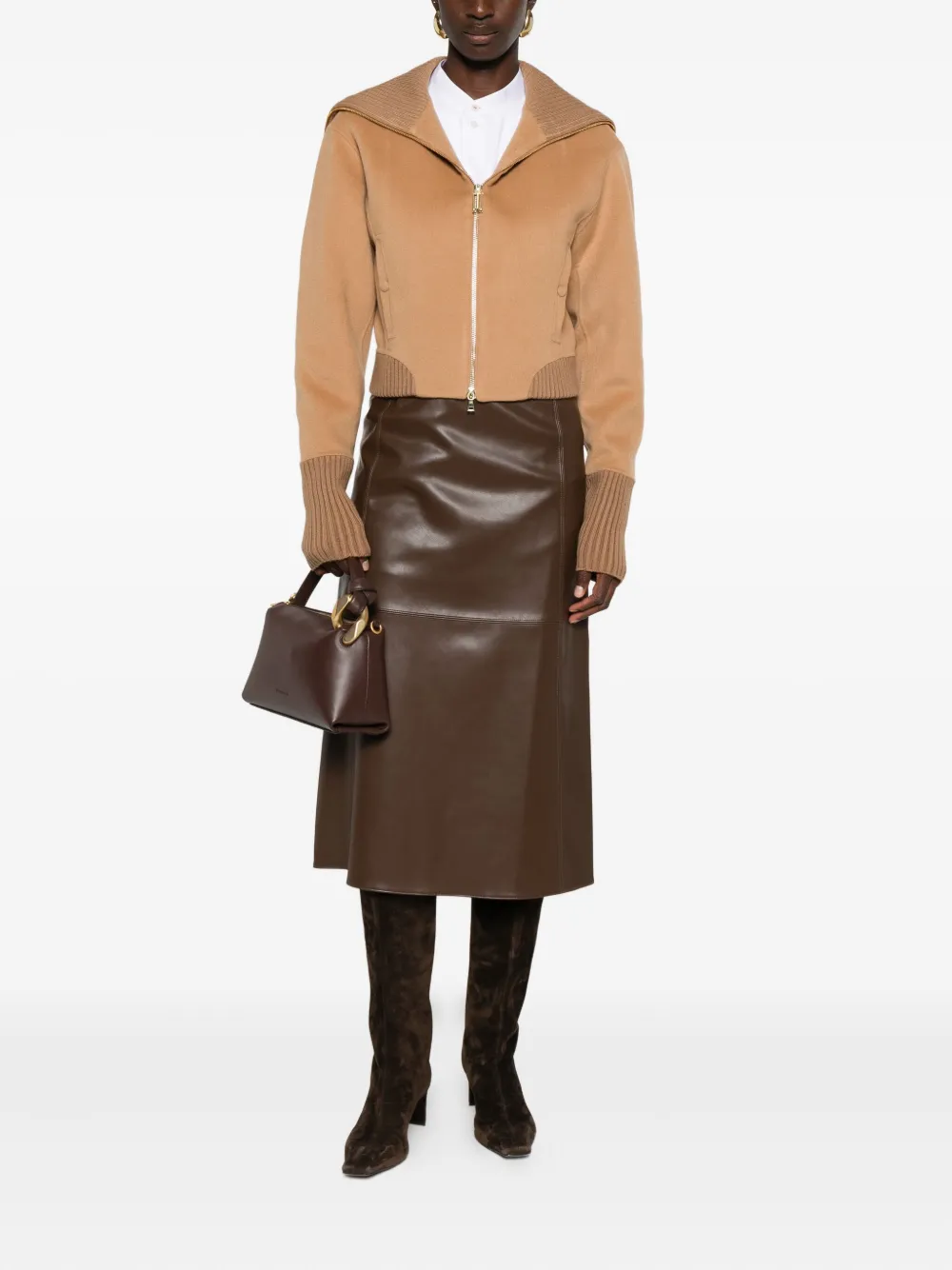 'S Max Mara faux-leather panelled midi skirt Bruin