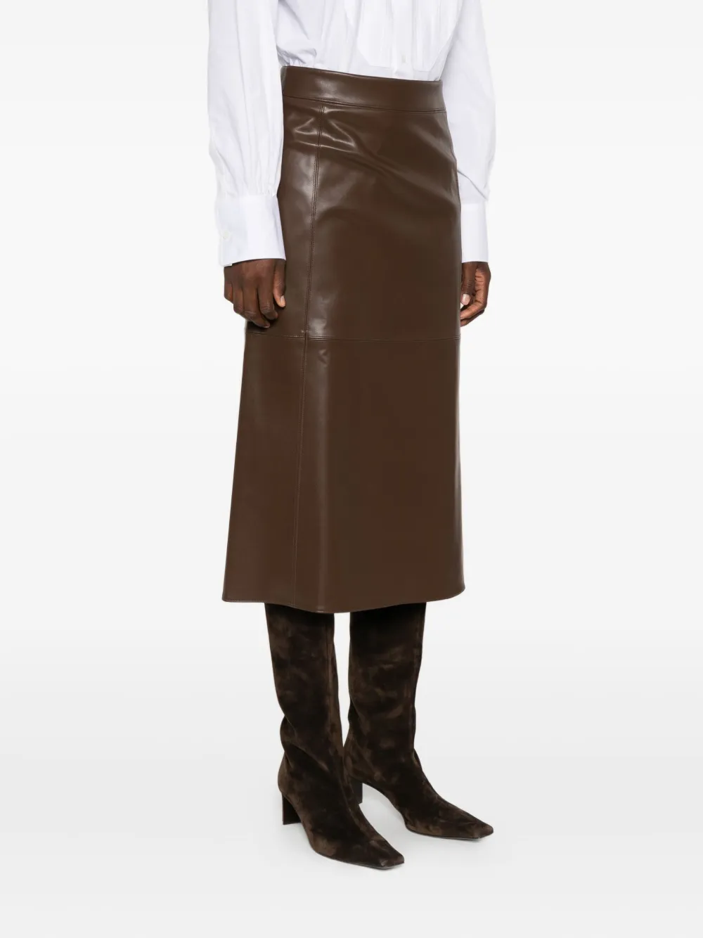 'S Max Mara faux-leather panelled midi skirt Bruin
