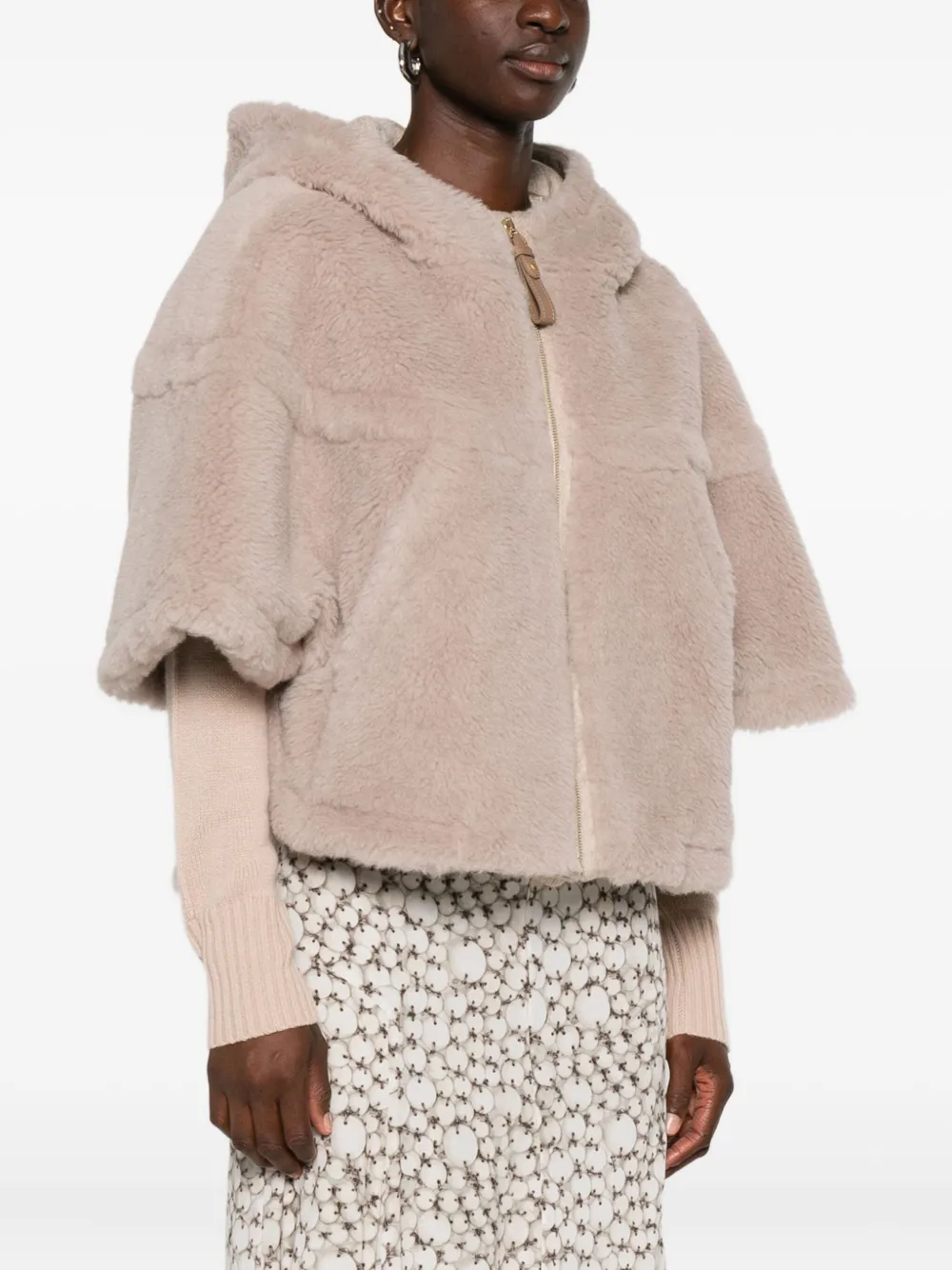 Max Mara hooded zip-front jacket Beige