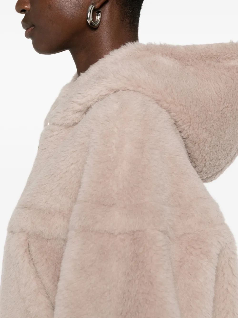 Max Mara hooded zip-front jacket Beige