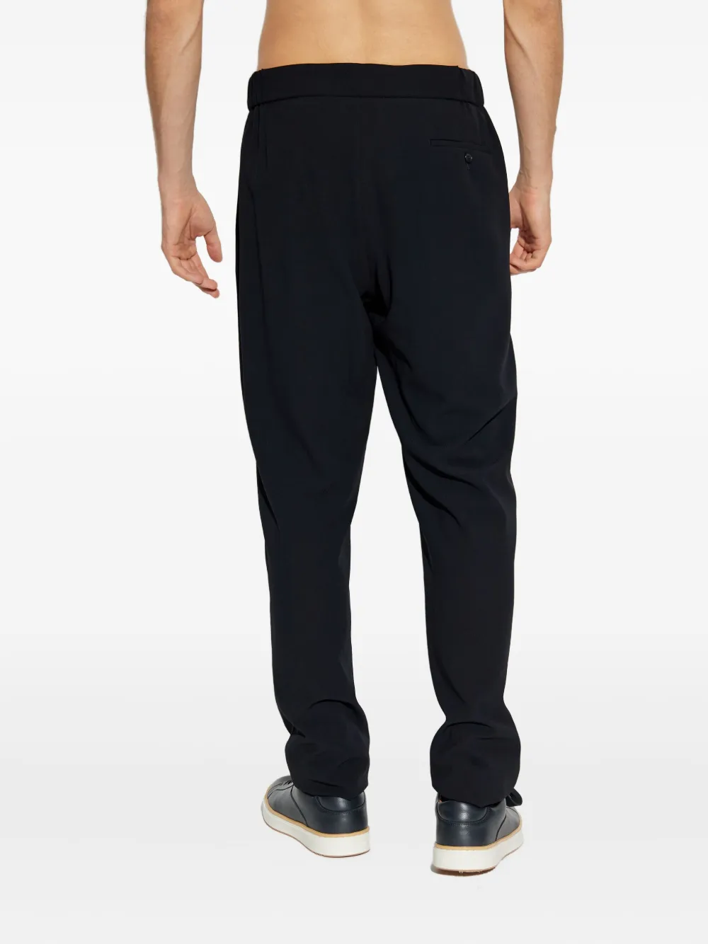 Giorgio Armani Pleated Wool Straight-leg Trousers In Black