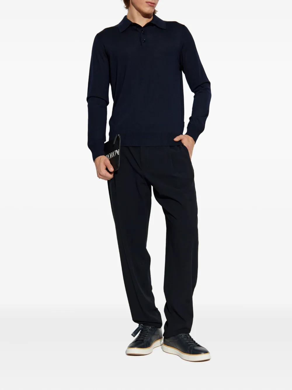 Giorgio Armani pleated wool straight-leg trousers - Zwart