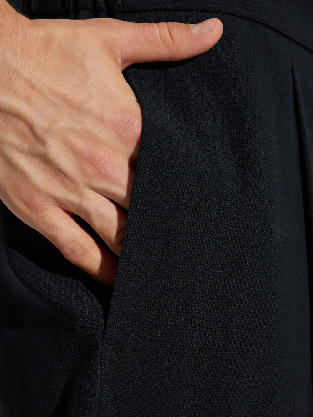 Giorgio Armani Pleated Wool Straight-leg Trousers In Black