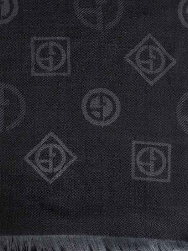 【新品】Giorgio Armani 幾何学模様　100%シルクストール Giorgio Armani Silk Scarf | Black | FARFETCH