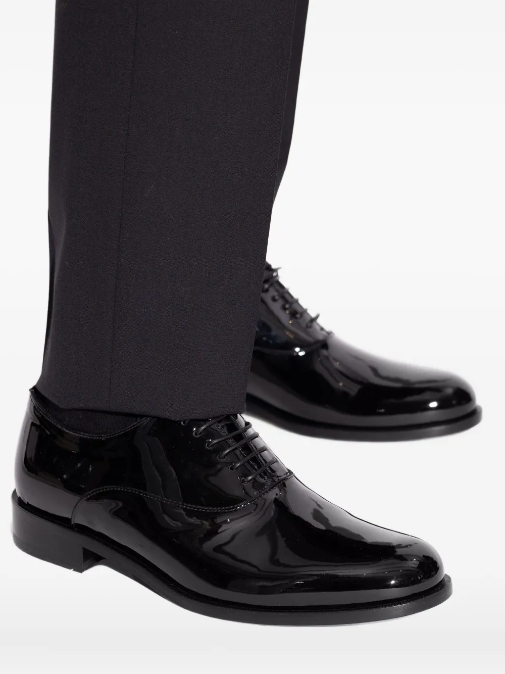 Giorgio Armani patent-leather lace-up shoes Black