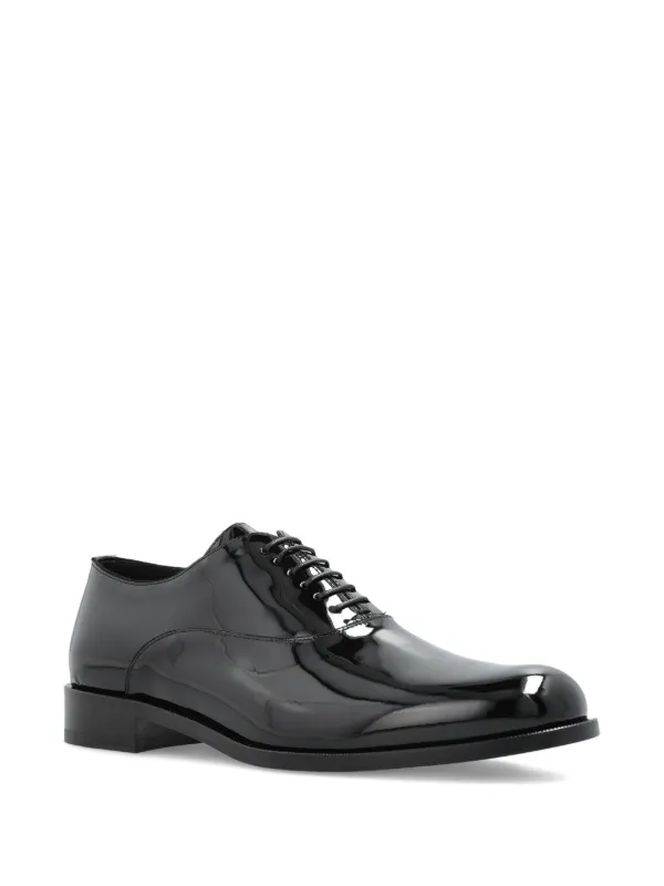 Giorgio Armani patent-leather lace-up Shoes | Black | FARFETCH