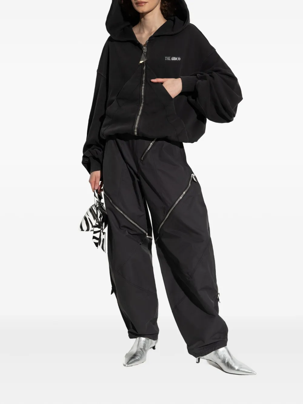 The Attico Hoodie met rits - Zwart