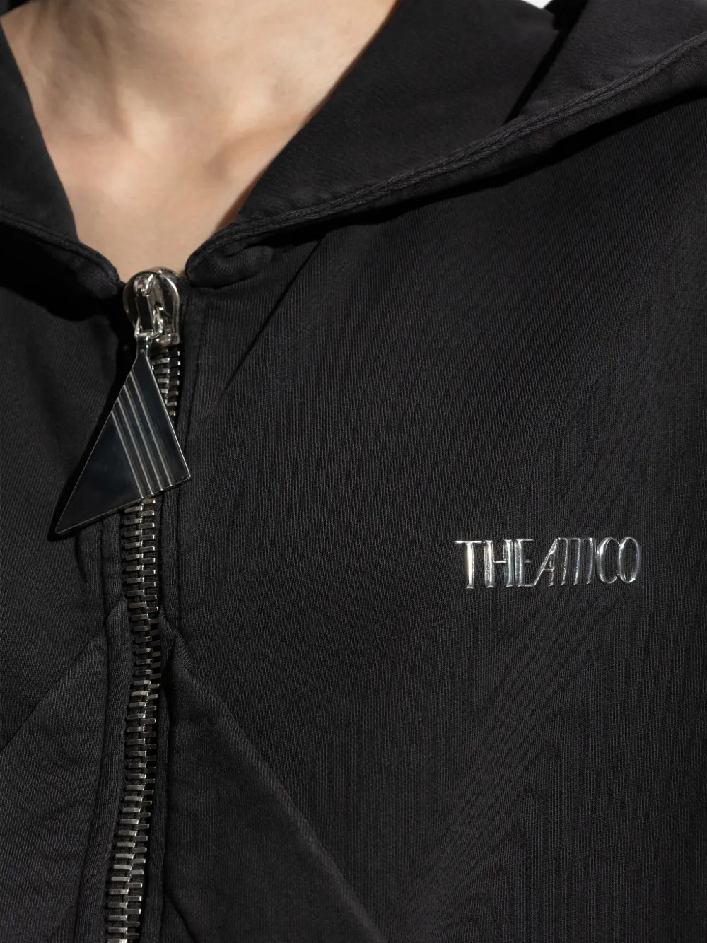 The Attico Hoodie met rits Zwart