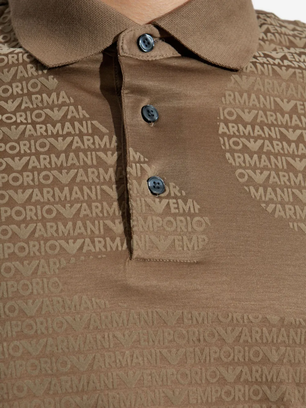 Emporio Armani Poloshirt met logo-reliëf Bruin