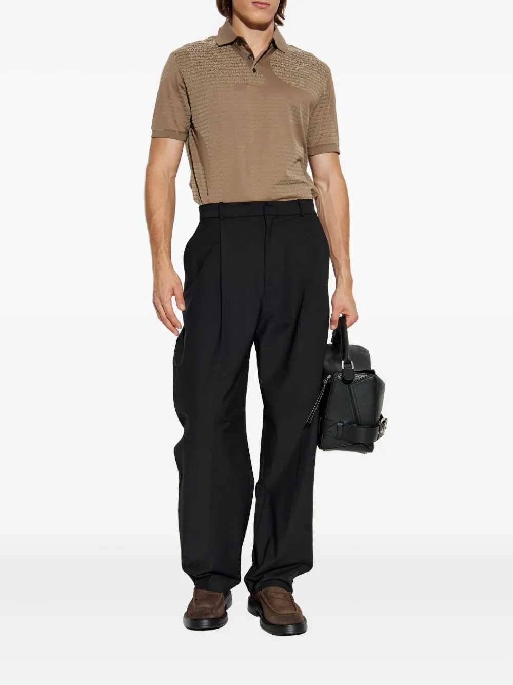 Emporio Armani logo-embossed polo shirt - Bruin