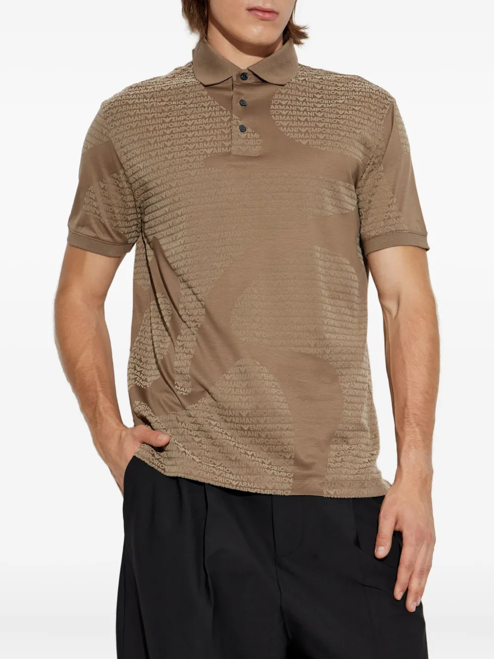 Emporio Armani Poloshirt met logo-reliëf Bruin