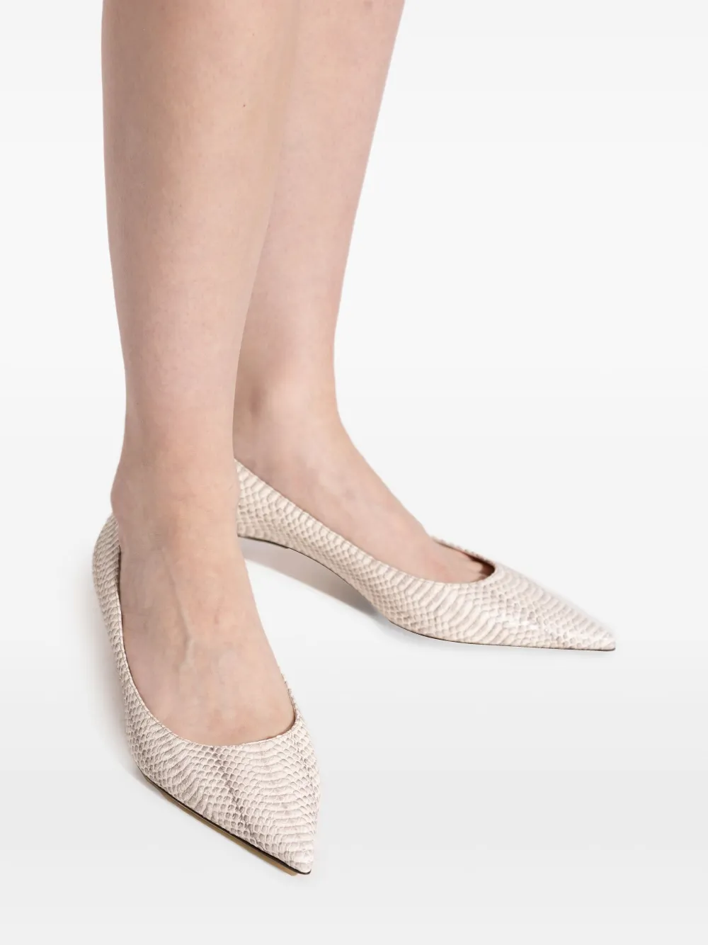 Jimmy Choo 40mm Amelia snakeskin pointed-toe pumps Beige