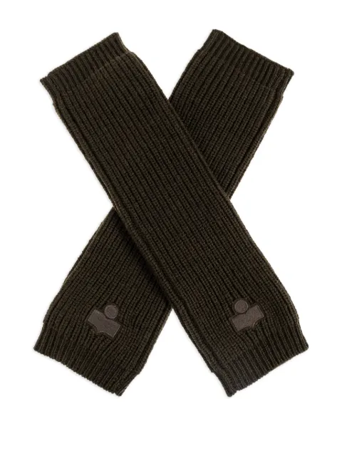 ISABEL MARANT ribbed logo-patch gloves