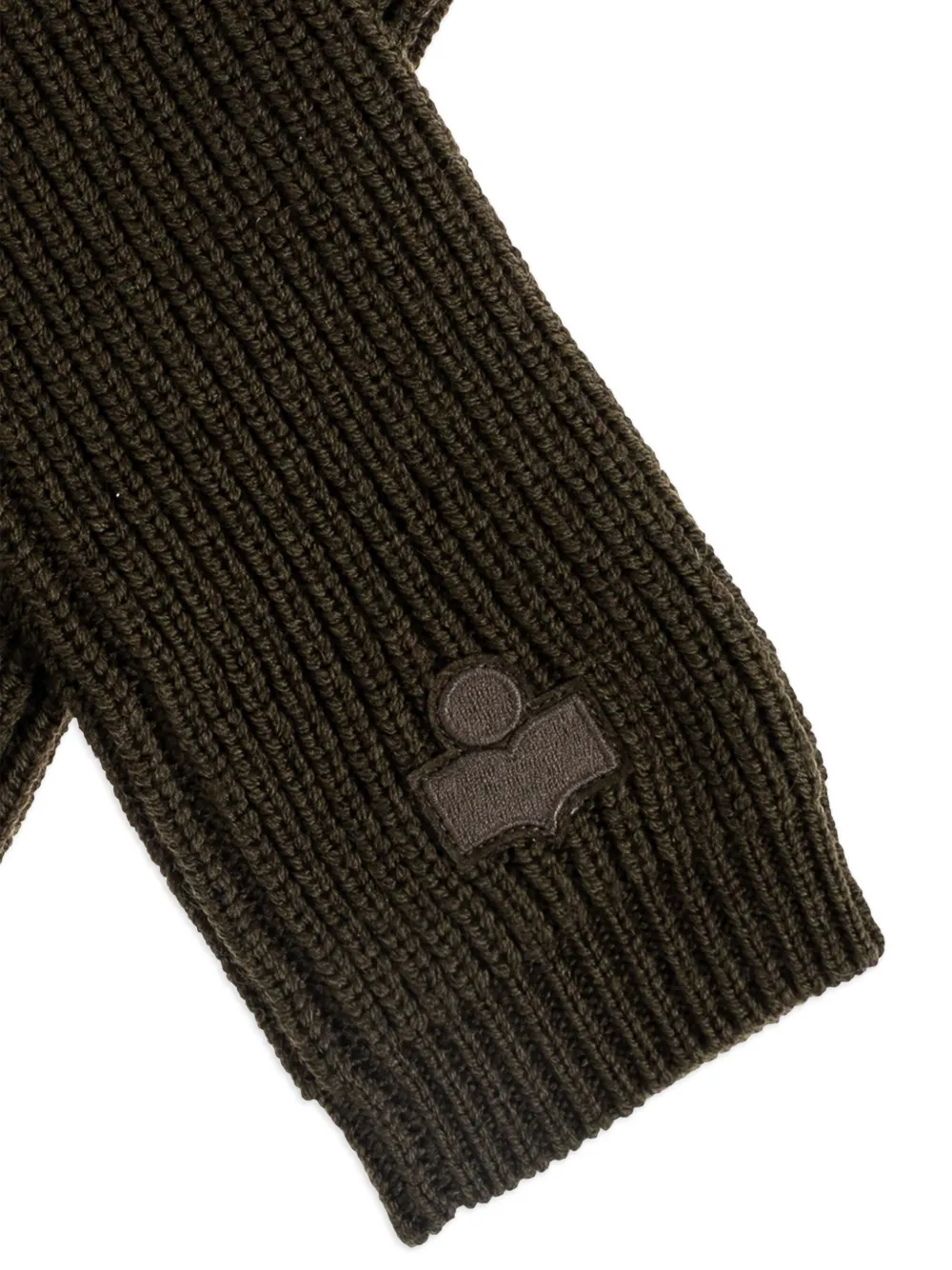 ISABEL MARANT Geribbelde handschoenen met logopatch Bruin