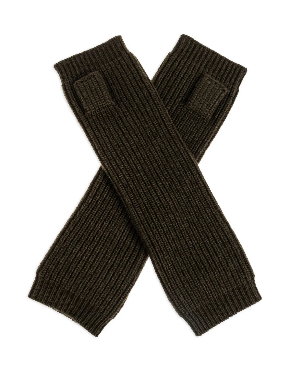 ISABEL MARANT Geribbelde handschoenen met logopatch Bruin