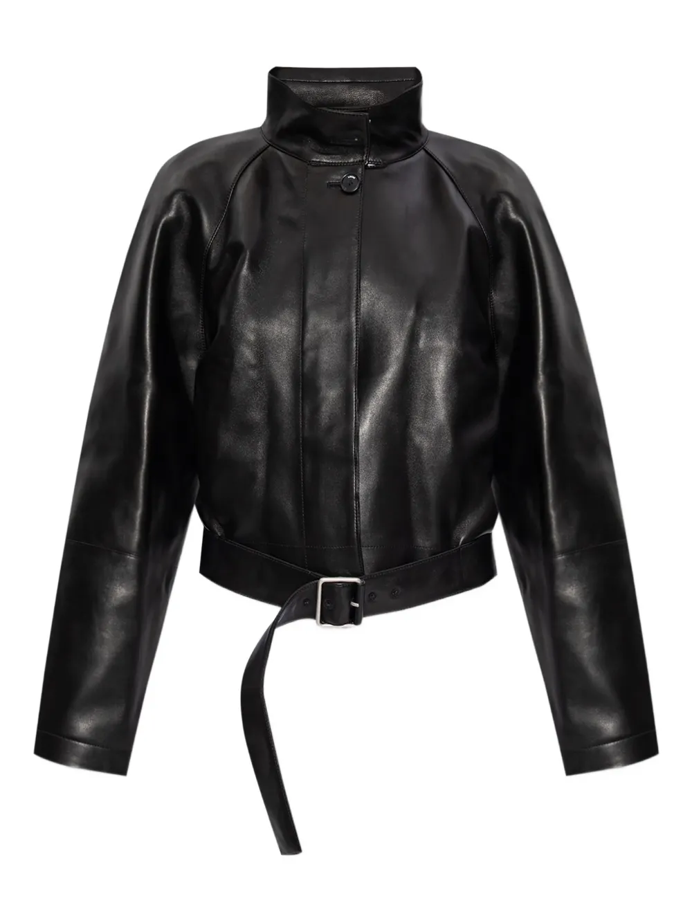 LOEWE belted nappa leather coat Zwart