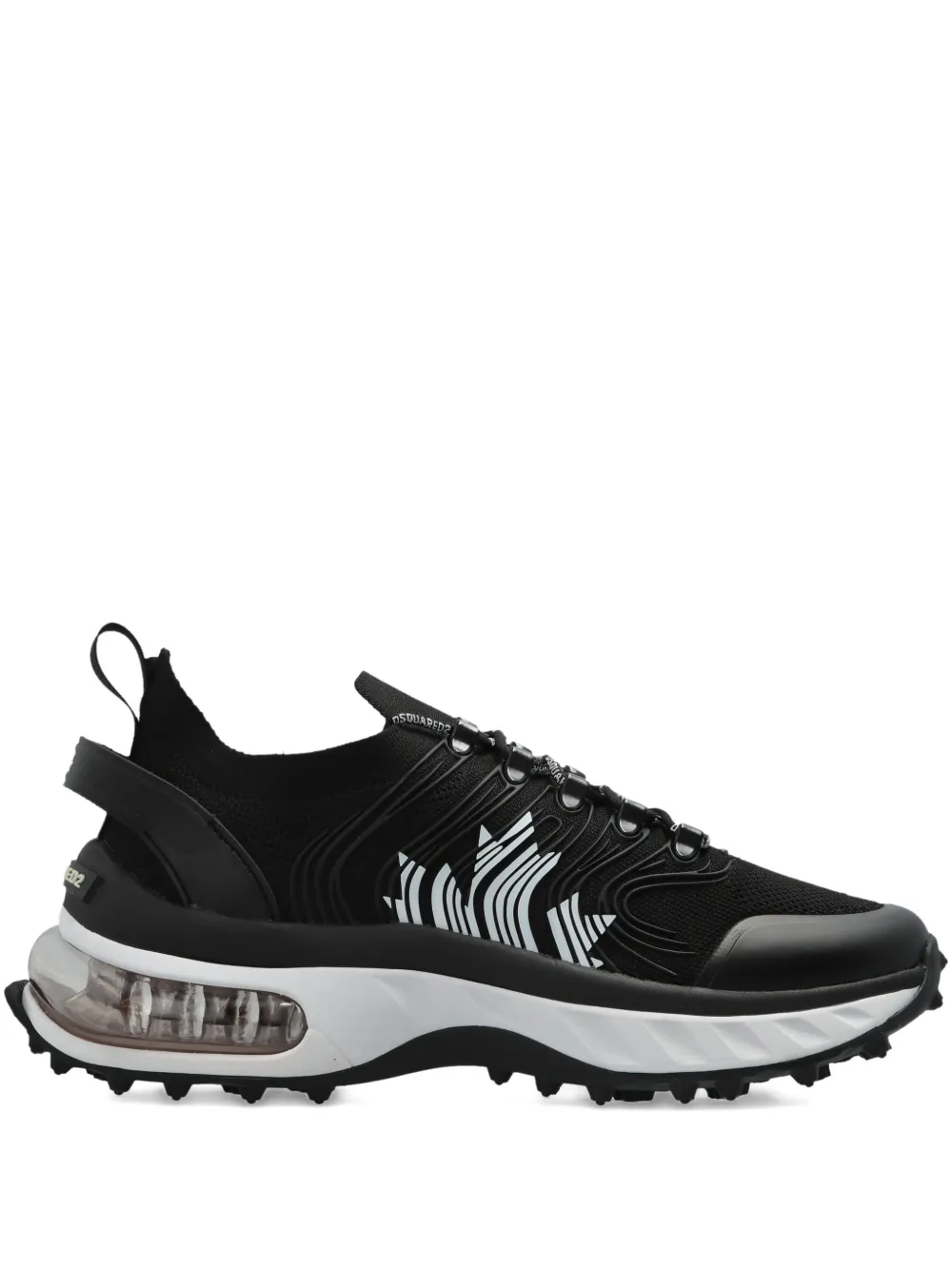 DSQUARED2 wave-pattern lace-up low-top sneakers Zwart