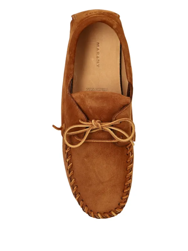 MARANT Leather lace-up Moccasin Boat Shoes Brown FARFETCH LB