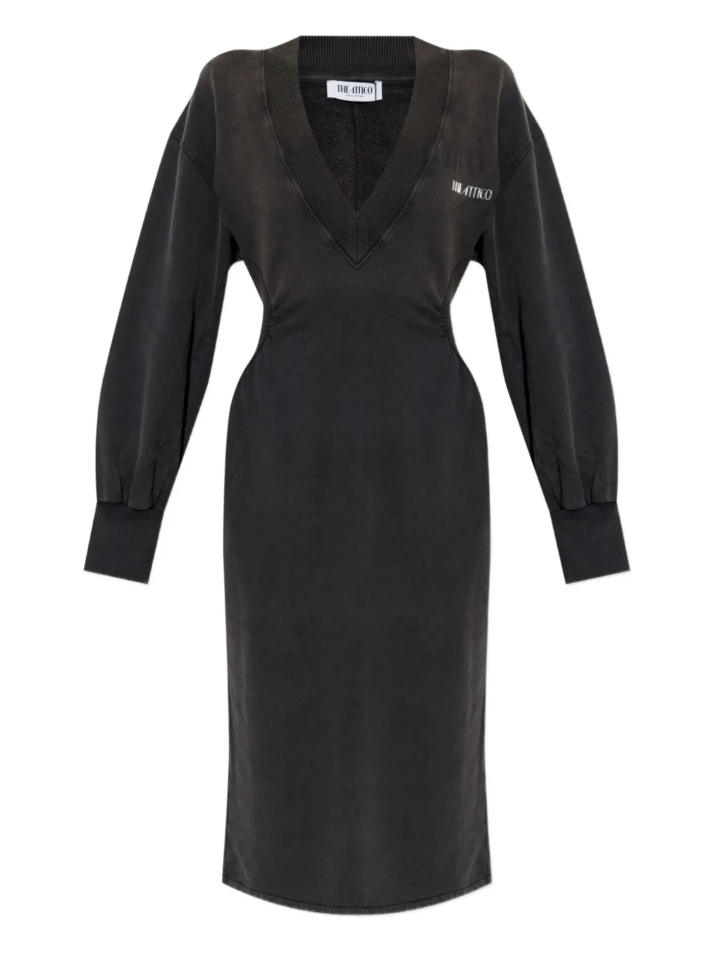The Attico V-neck balloon-sleeve midi dress Grijs
