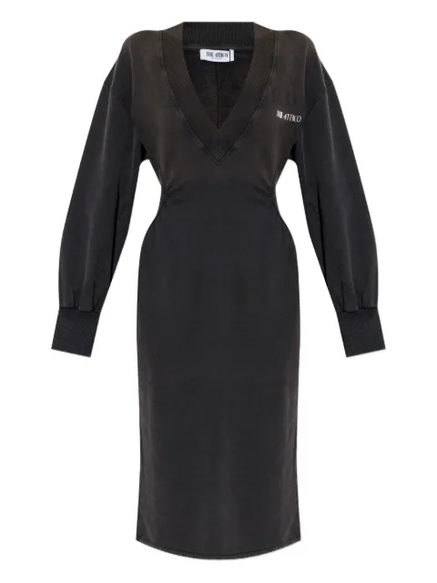 The Attico V-neck balloon-sleeve midi dress